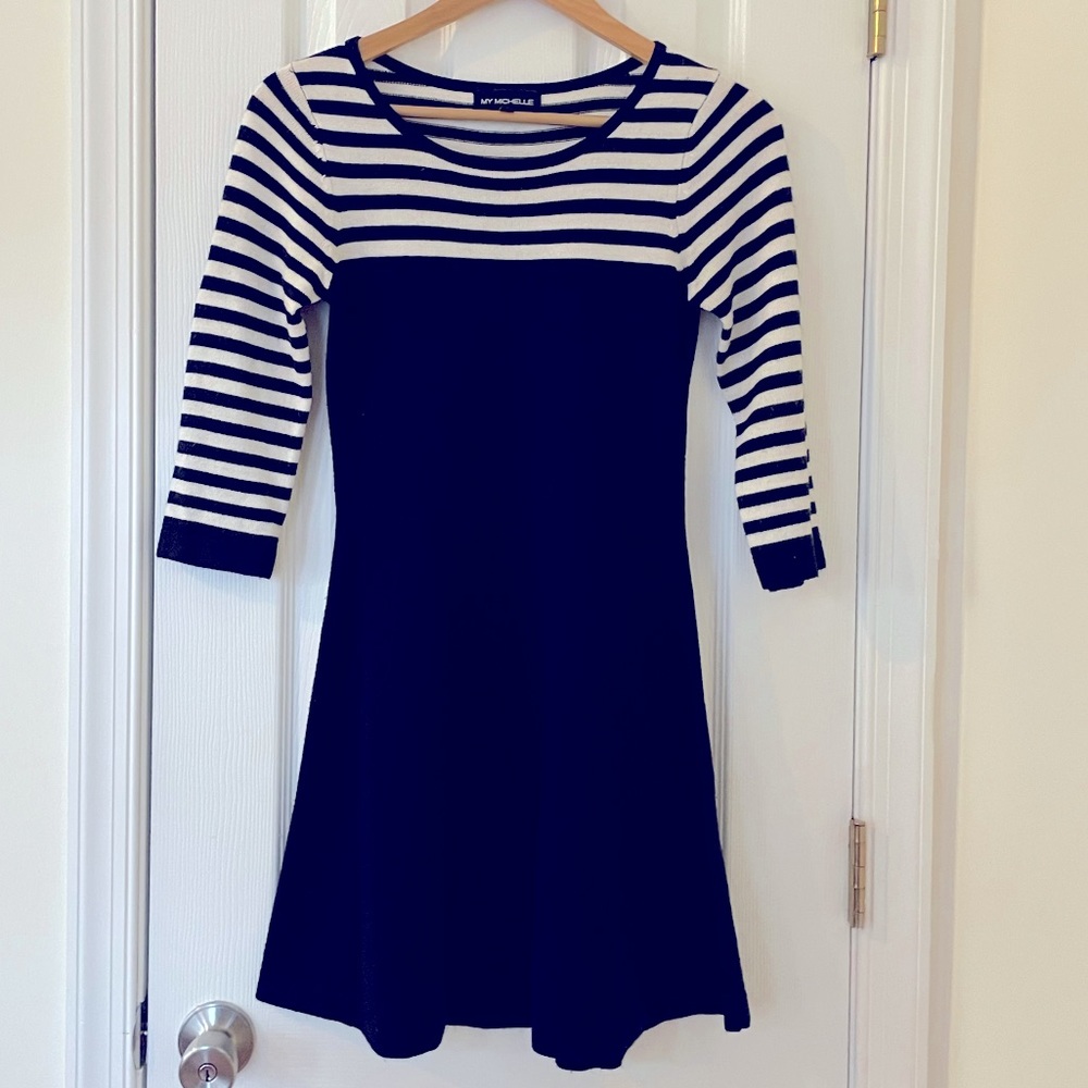 Striped Black and White Skater Dress